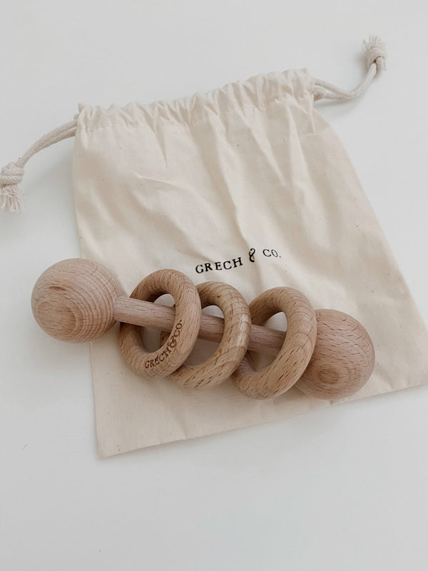Classic Wood Baby Rattle - Grech & Co - All The Little Bows