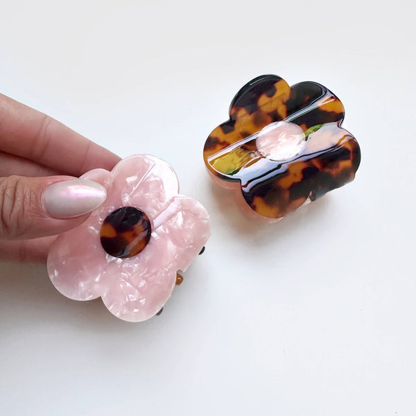 Claw Clip || Daisy Reverse, Pink / Tortoise, , Have A Nice Day - All The Little Bows
