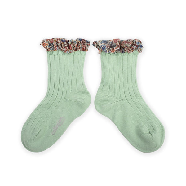 Collegien Charlotte Liberty Ruffle Trim Ankle Socks | Verveine - Collégien - All The Little Bows