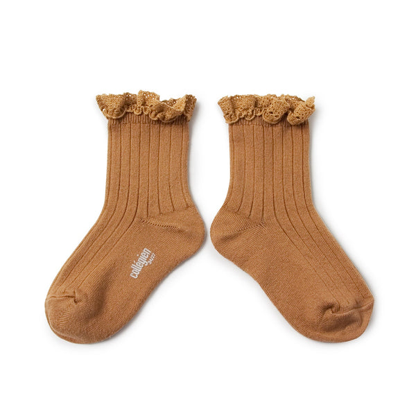Collegien Lili Lace Ruffle Ankle Socks | Caramel au Beurre Salé, , Collégien - All The Little Bows
