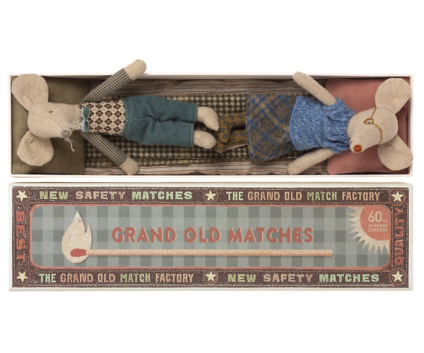 Grandma & Grandpa Mice in Matchbox, Mice, Maileg USA - All The Little Bows