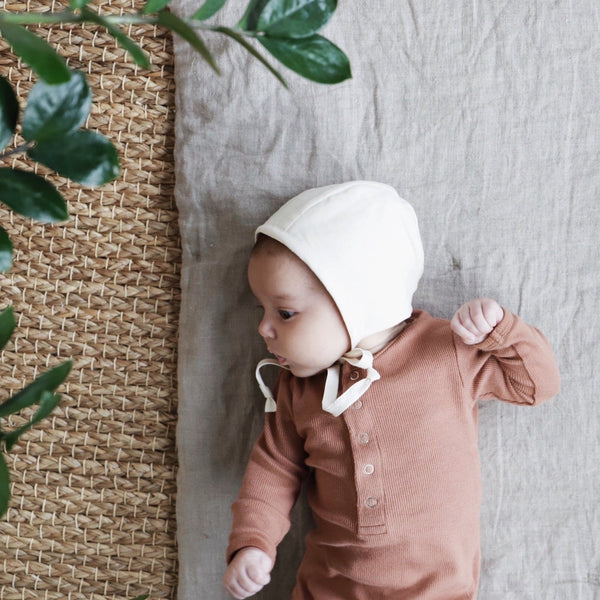 Ivory Linen Bonnet Cotton-Lined - Briar Baby® - All The Little Bows