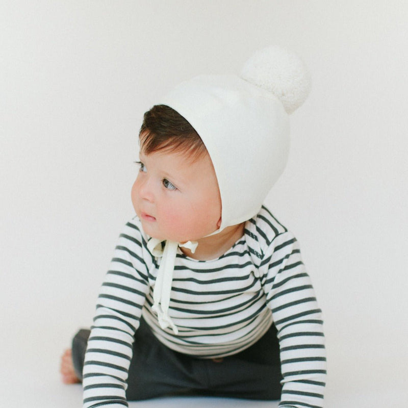 Ivory Pom Bonnet Cotton-Lined - Briar Baby® - All The Little Bows