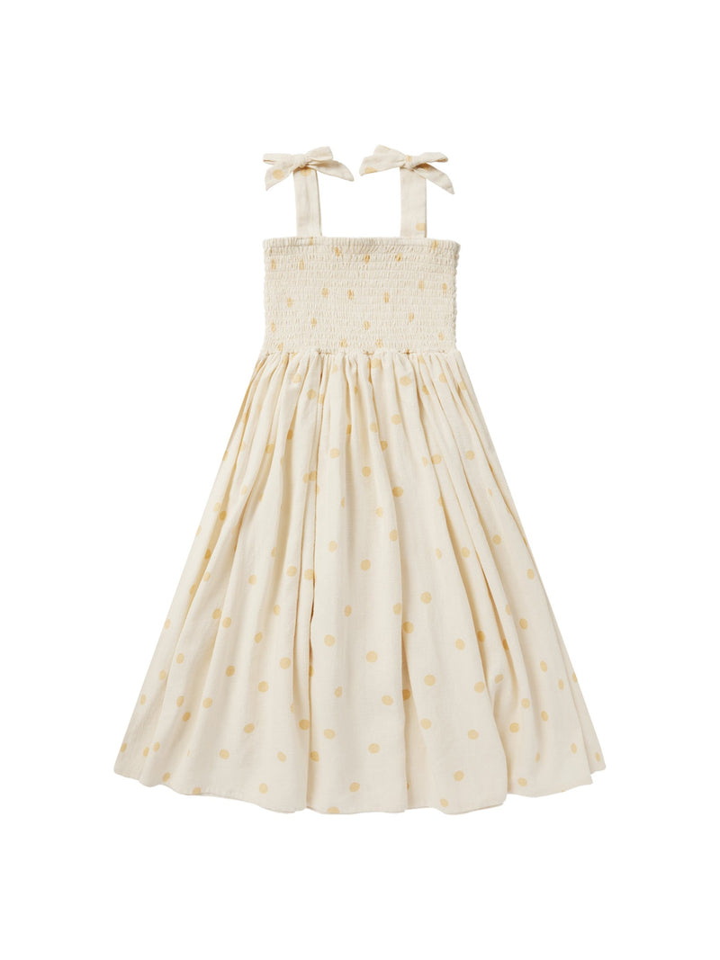 Ivy Dress || Yellow Polka Dot, Girls Woven Maxi Dress, Rylee + Cru - All The Little Bows