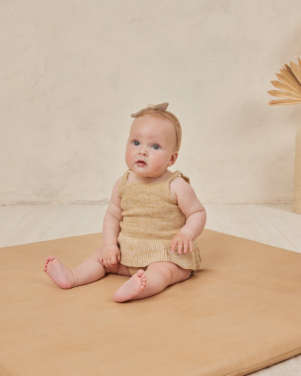Knit Ruffle Romper || Heathered Honey, , Quincy Mae - All The Little Bows