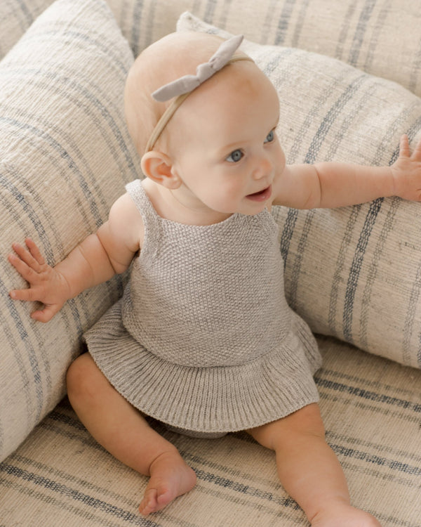 Knit Ruffle Romper || Heathered Periwinkle, , Quincy Mae - All The Little Bows