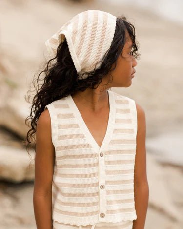 Knit Vest || Sand Stripe, Girls Knits, Rylee + Cru - All The Little Bows