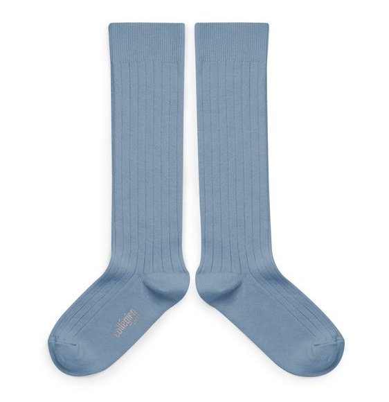 Collegien La Haute Ribbed Knee Socks | Bleu Azur, Baby & Toddler Socks & Tights, Collégien - All The Little Bows