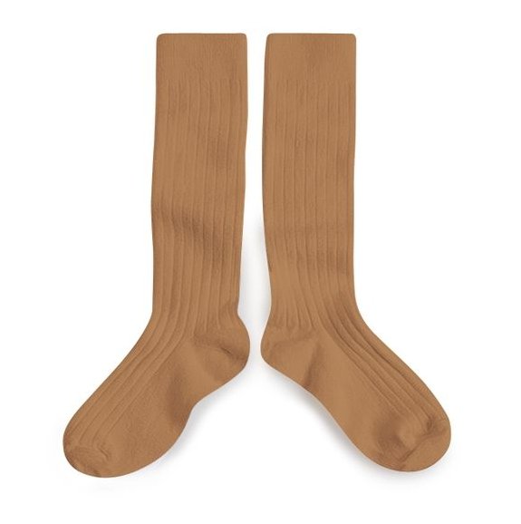 "La Haute" Ribbed Knee Socks | Caramel au Beurre Sale - Collégien - All The Little Bows