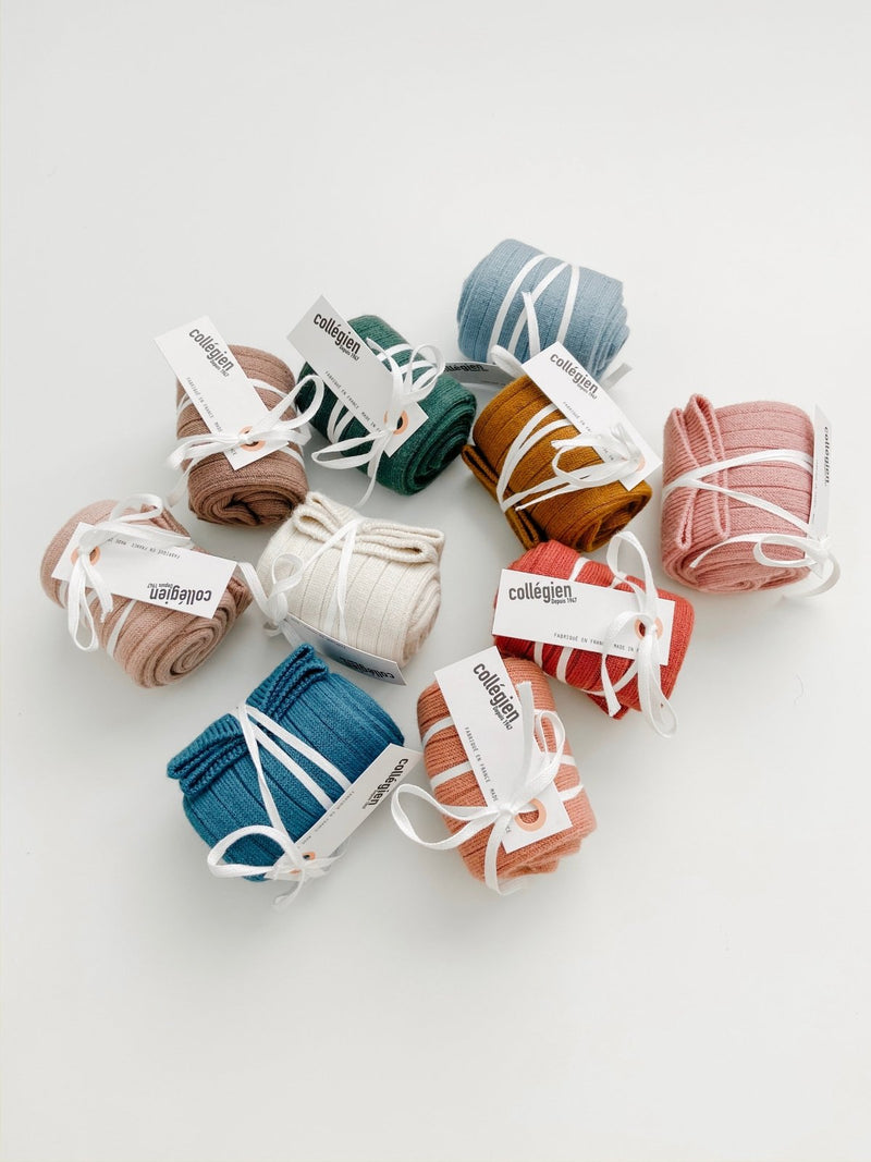 Collegien La Haute Ribbed Knee Socks | Fonds Marins, , Collégien - All The Little Bows