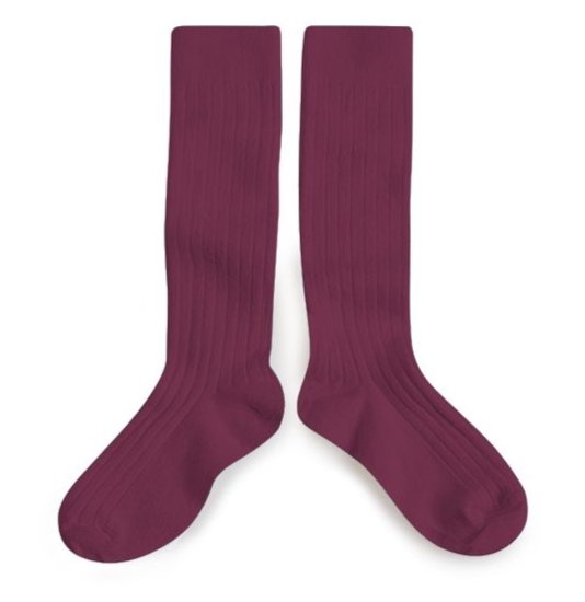 "La Haute" Ribbed Knee Socks | Framboise - Collégien - All The Little Bows