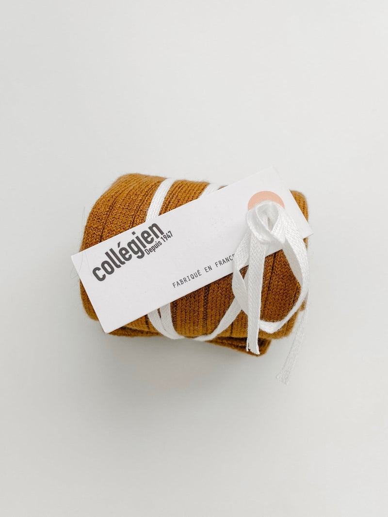 Collegien La Haute Ribbed Knee Socks | Moutarde de Dijon, , Collégien - All The Little Bows