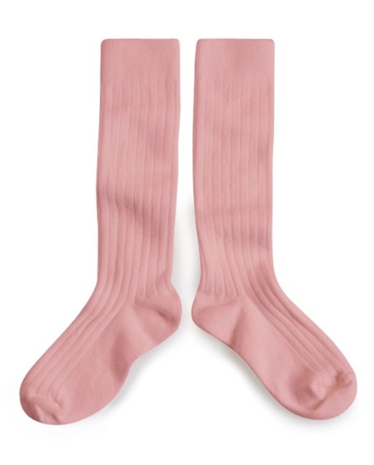 "La Haute" Ribbed Knee Socks | Rose Quartz - Collégien - All The Little Bows