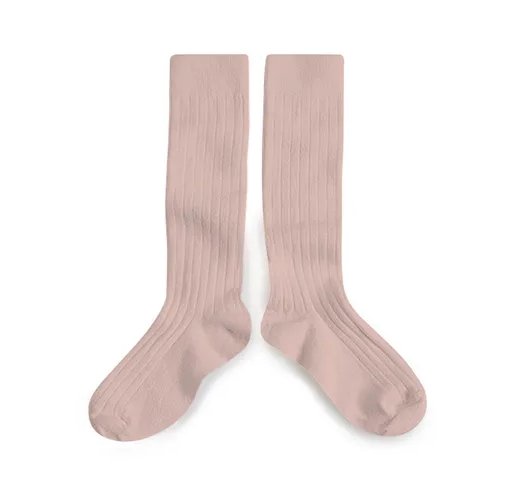 "La Haute" Ribbed Knee Socks | Vieux Rose - Collégien - All The Little Bows