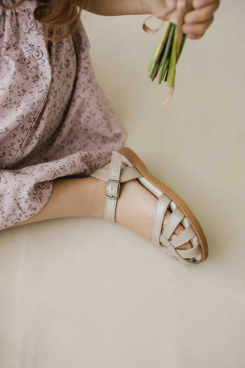 Leather Sandal - Matte Gold, Girls Sandals, Jamie Kay - All The Little Bows