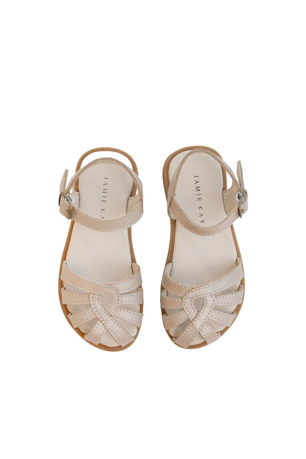 Leather Sandal - Matte Gold, Girls Sandals, Jamie Kay - All The Little Bows
