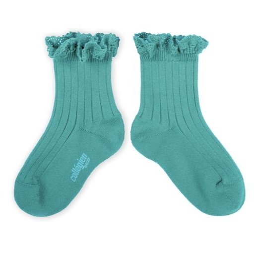 Collegien Lili Lace Ruffle Ankle Socks | Lagon, , Collégien - All The Little Bows