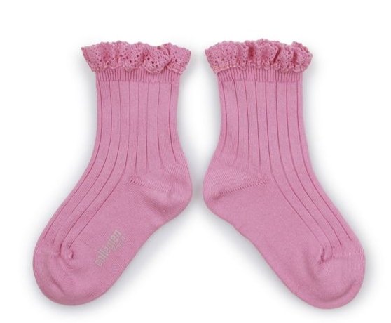 Collegien Lili Lace Ruffle Ankle Socks | Rose Bonbon, , Collégien - All The Little Bows