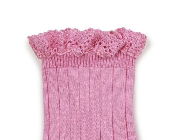 Collegien Lili Lace Ruffle Ankle Socks | Rose Bonbon, , Collégien - All The Little Bows
