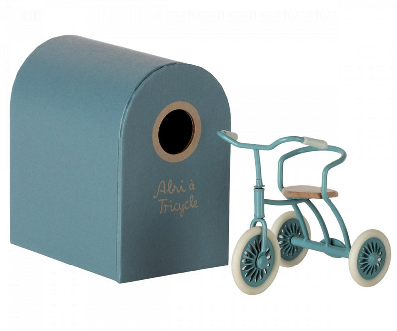 Maileg | Abri à tricycle, Mouse - Petrol blue - Maileg - All The Little Bows