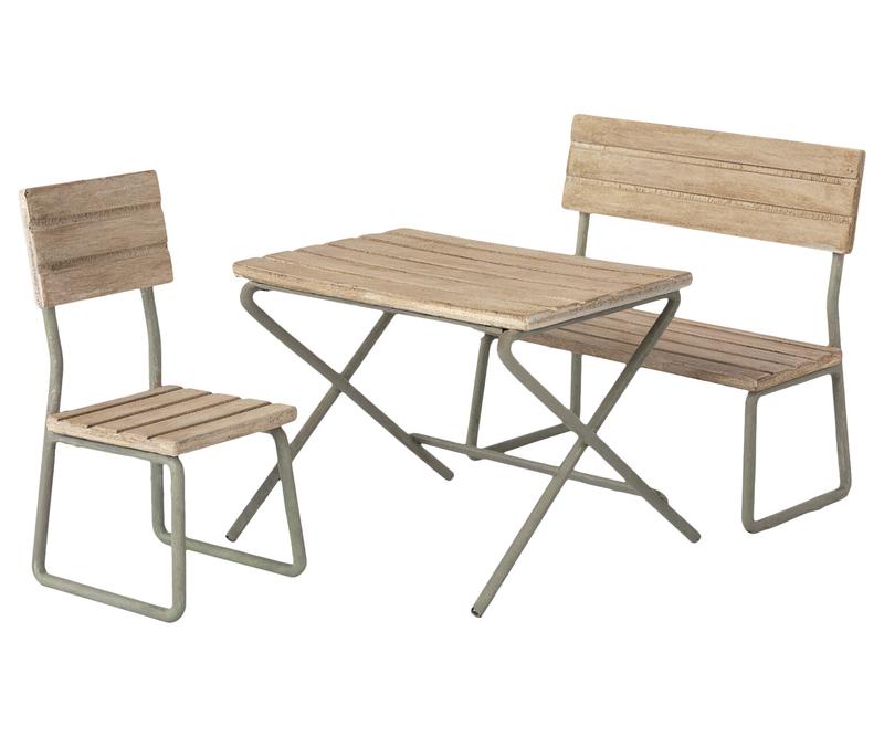 Maileg - Garden Set, Table w/ Chair & Bench, , Maileg - All The Little Bows