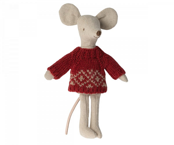 Maileg | Knitted Sweater for Mum Mouse, Red, Toys, Maileg - All The Little Bows