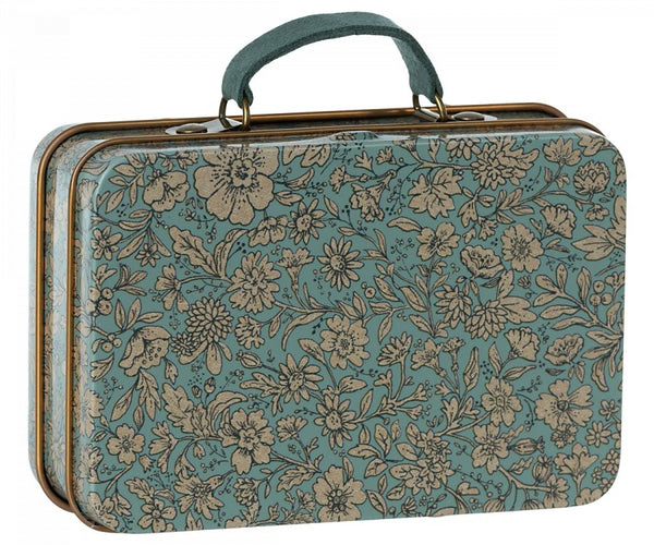 Maileg | Metal Tin Suitcase, Blossom - Blue, , Maileg - All The Little Bows