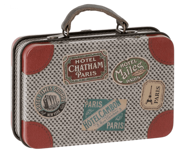Maileg | Metal Tin Suitcase, Travel - Grey, , Maileg - All The Little Bows
