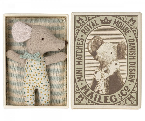 Maileg | Sleepy/Wakey Baby Mouse in Matchbox, Boy, Toys, Maileg - All The Little Bows