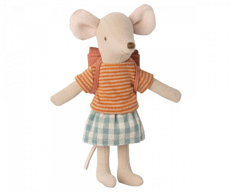 Maileg | Tricycle Mouse, Big Sister w/ Bag - Old Rose, , Maileg - All The Little Bows