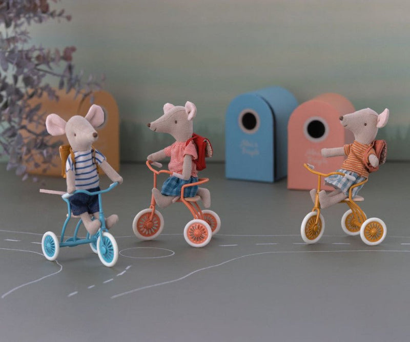 Maileg | Tricycle Mouse, Big Sister w/ Bag - Old Rose - Maileg - All The Little Bows
