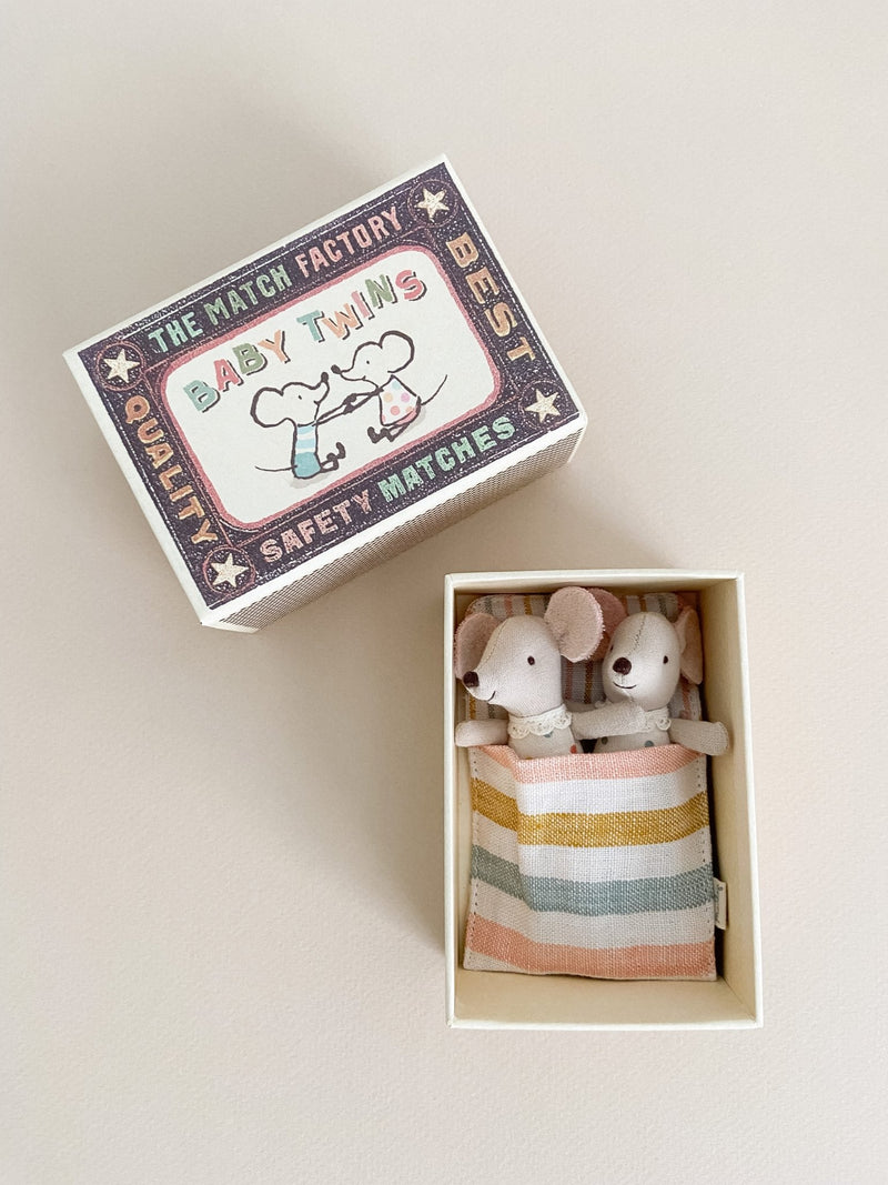 Maileg | Twins, Baby Mice in Matchbox (2023), , Maileg - All The Little Bows