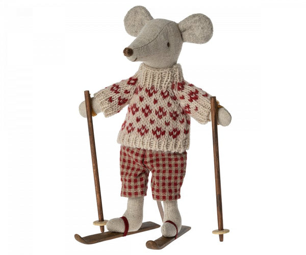 Maileg | Winter Mouse w/ Ski Set, Mum, Toys, Maileg - All The Little Bows