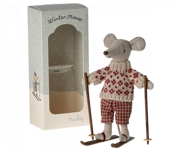 Maileg | Winter Mouse w/ Ski Set, Mum - Maileg - All The Little Bows