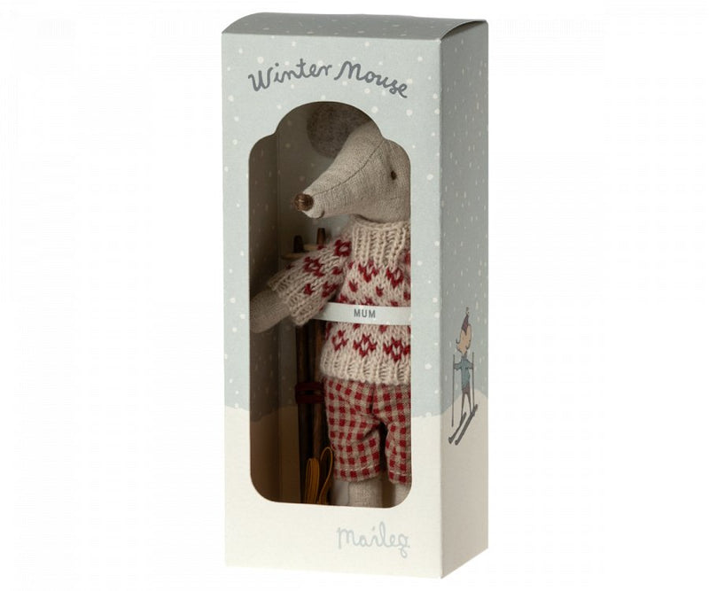 Maileg | Winter Mouse w/ Ski Set, Mum, Toys, Maileg - All The Little Bows