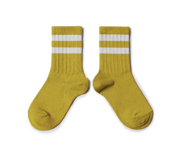 Collegien Nico Ribbed Varsity Crew Socks | Kiwi Doré, Baby & Toddler Socks & Tights, Collégien - All The Little Bows