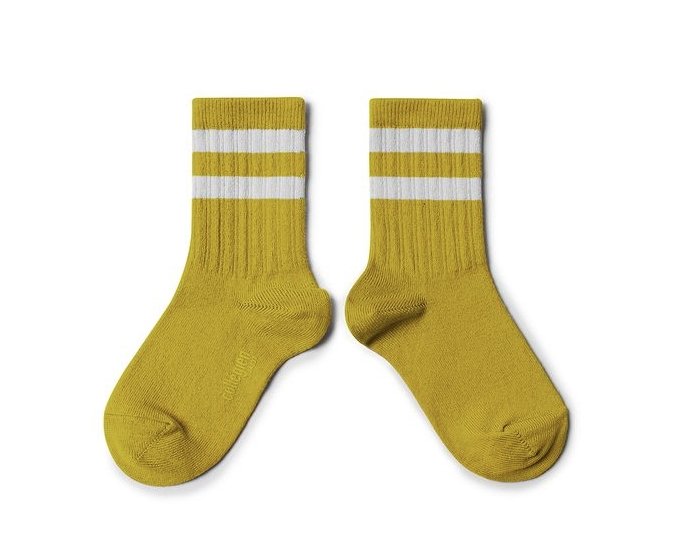 Collegien Nico Ribbed Varsity Crew Socks | Kiwi Doré, Baby & Toddler Socks & Tights, Collégien - All The Little Bows