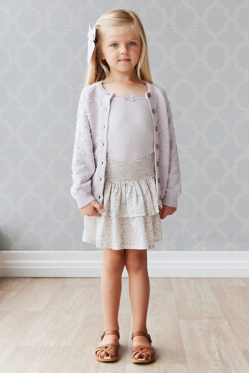 OG Dotty Knit Cardigan - Pale Lilac Marle, Girls Popcorn Sweater, Jamie Kay - All The Little Bows
