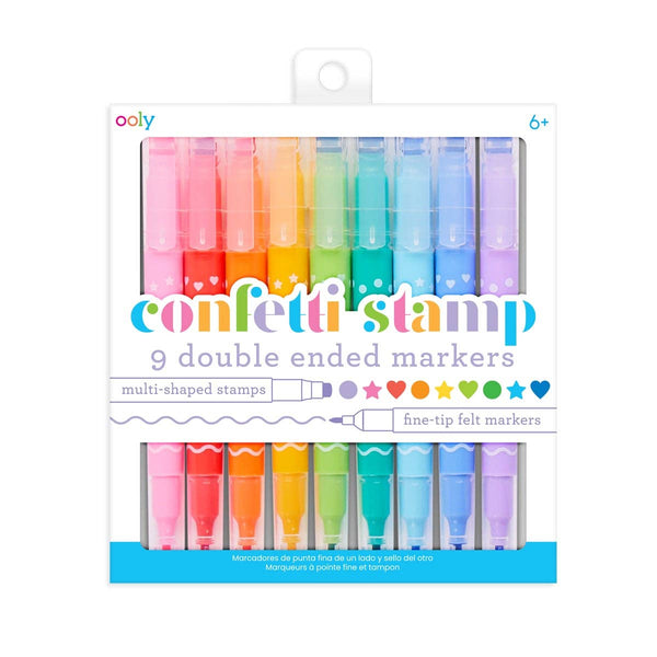 OOLY - Confetti Stamp Double-Ended Markers - Set of 9 - OOLY - All The Little Bows