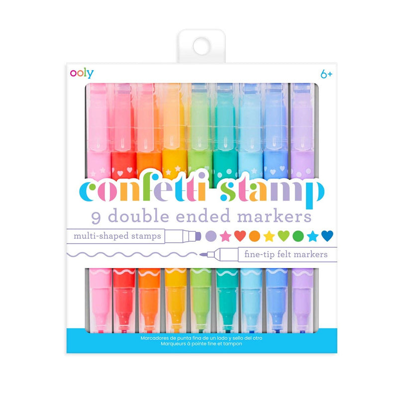 OOLY - Confetti Stamp Double-Ended Markers - Set of 9, , OOLY - All The Little Bows