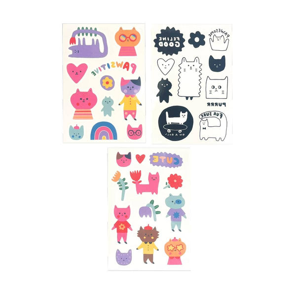 OOLY - Mini Tattoo Palooza Temporary Tattoos X Suzy - Pawsitive Cat - OOLY - All The Little Bows