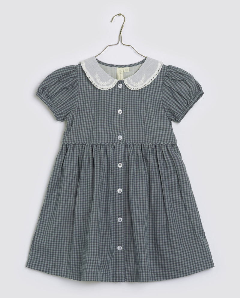 Organic Audrey Dress || Little Blue Check, Girls Dress, Little Cotton Clothes - All The Little Bows