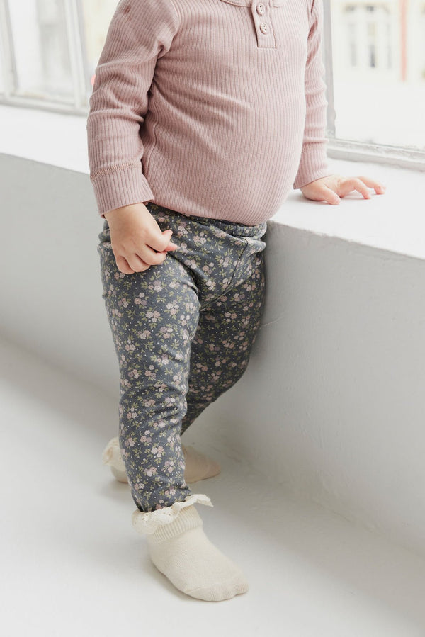 Organic Cotton Everyday Legging - Rosalie Floral Lava, , Jamie Kay - All The Little Bows