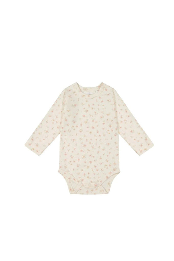 Organic Cotton Long Sleeve Bodysuit - Goldie Egret, , Jamie Kay - All The Little Bows