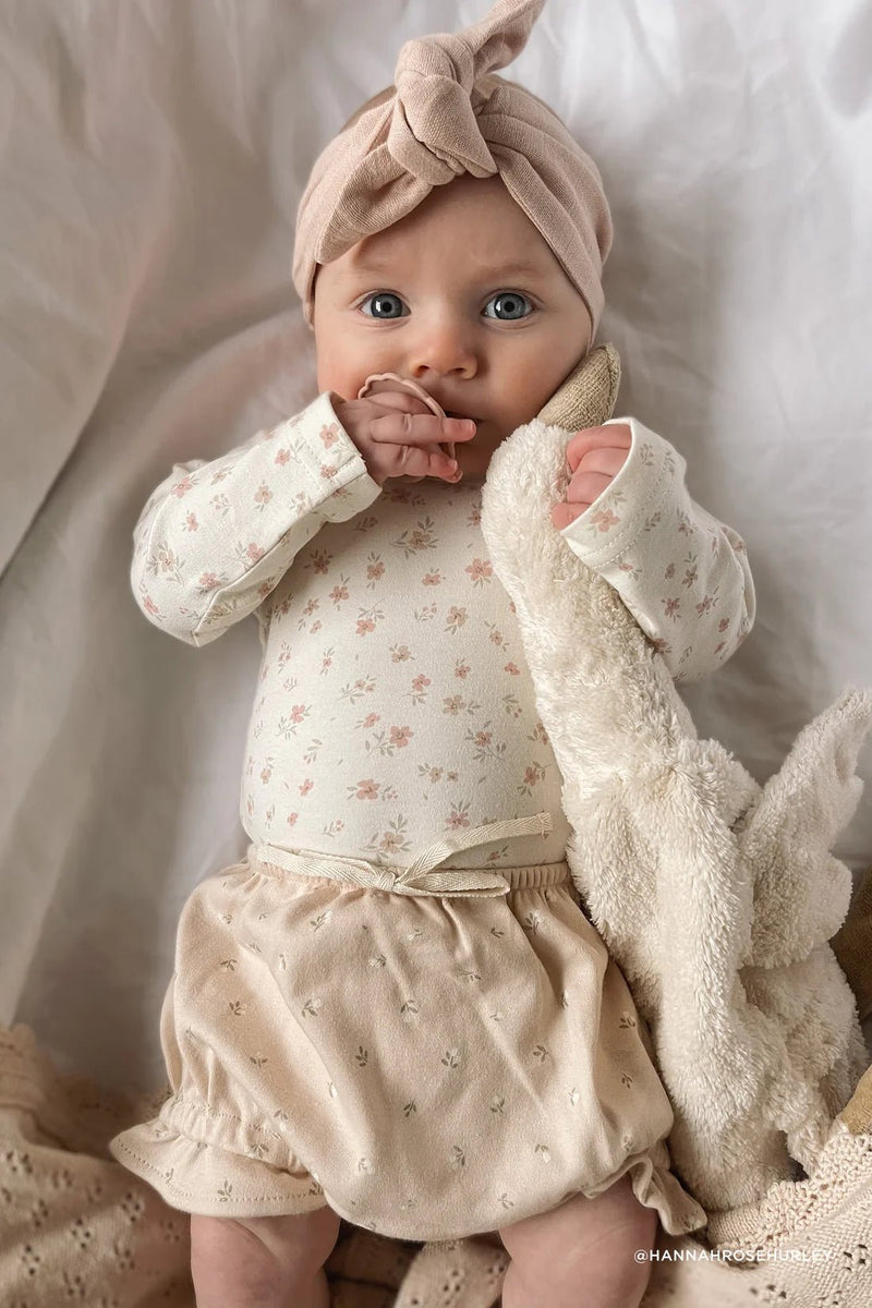Organic Cotton Long Sleeve Bodysuit - Goldie Egret - Jamie Kay - All The Little Bows