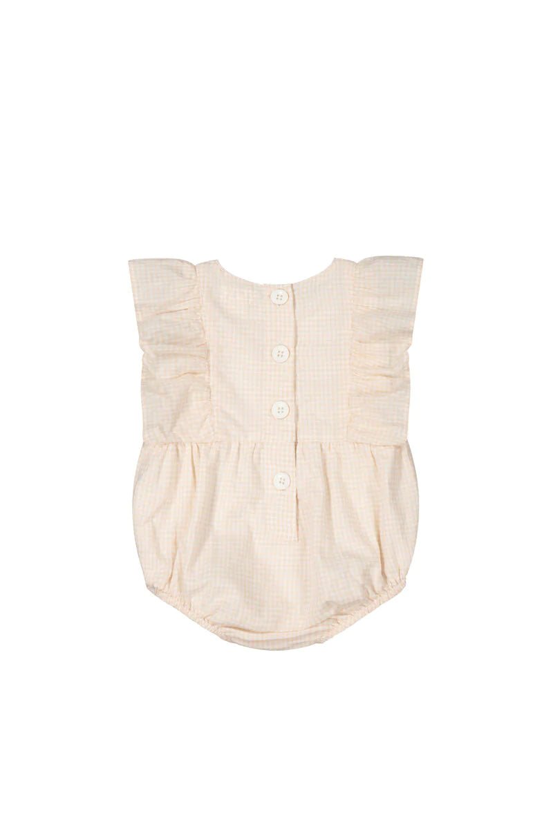 Organic Cotton Luna Playsuit - Gingham Pink, , Jamie Kay - All The Little Bows