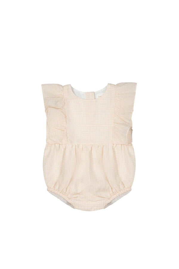 Organic Cotton Luna Playsuit - Gingham Pink - Jamie Kay - All The Little Bows