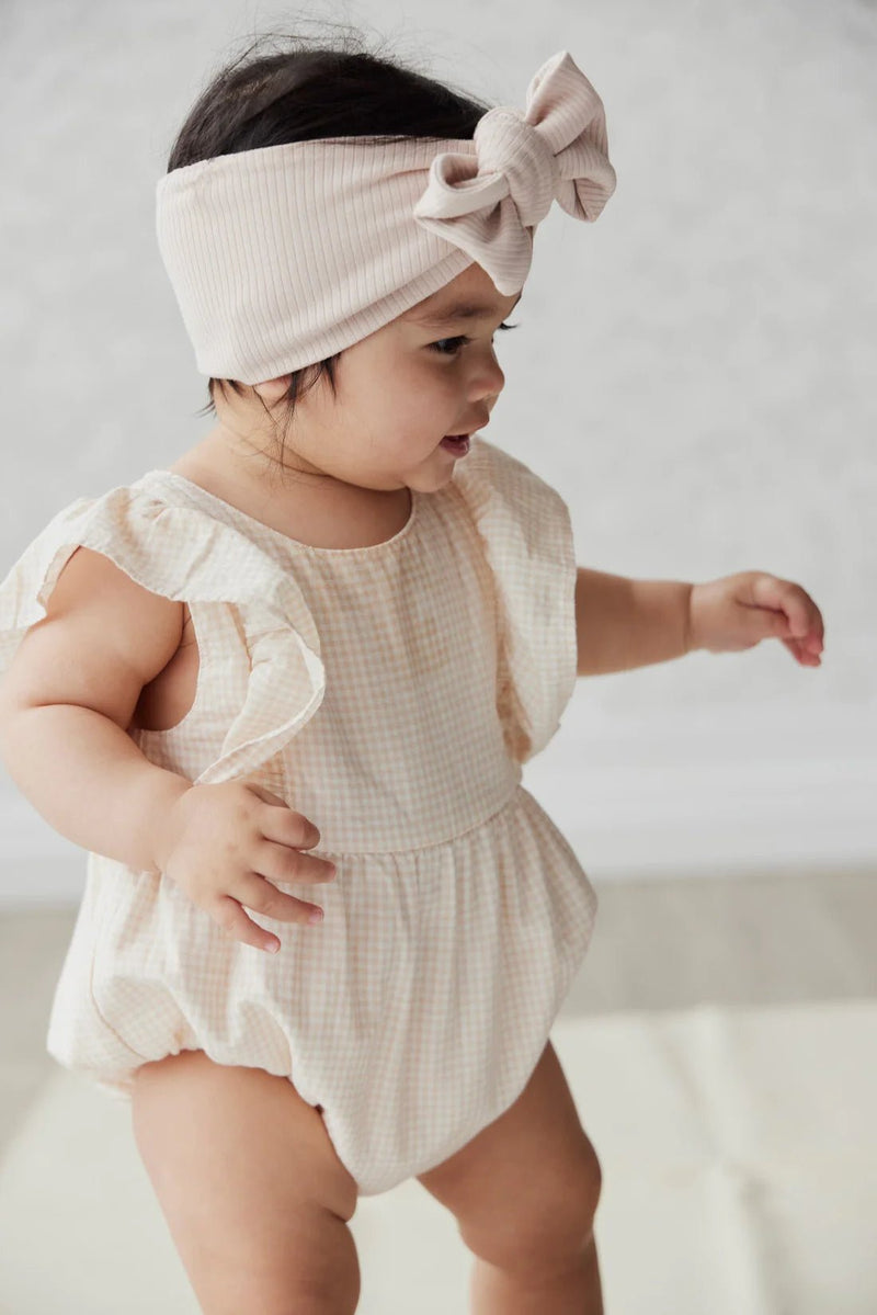 Organic Cotton Luna Playsuit - Gingham Pink, , Jamie Kay - All The Little Bows