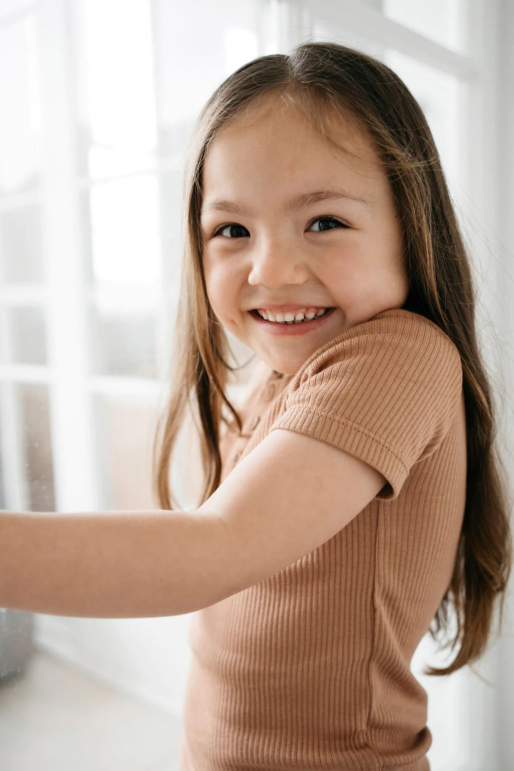 Organic Cotton Modal Henley Tee - Desert | All The Little Bows