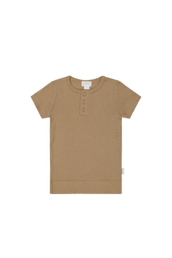 Organic Cotton Modal Henley Tee - Honeycomb, , Jamie Kay - All The Little Bows